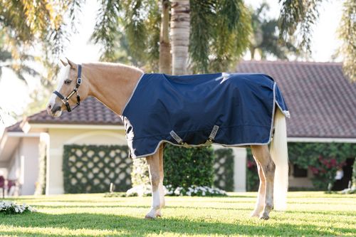 Amigo 1200D Pony Turnout 250g - Navy/Titanium Grey/Silver