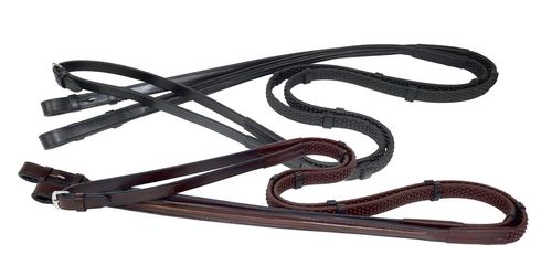 Nunn Finer Soft Grip Reins w/Hand Stops & Hook Ends - Havana