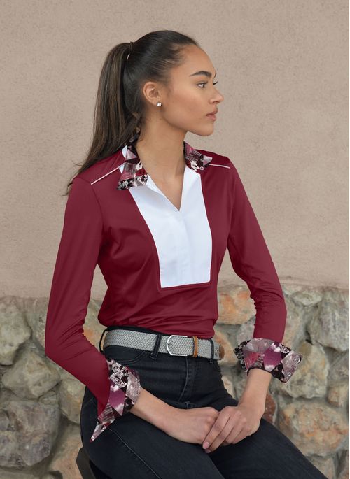 READY TO SHIP: Chestnut Bay Women's SkyCool Liberty Long Sleeve Show Shirt - X Large - Barn Red (2023)