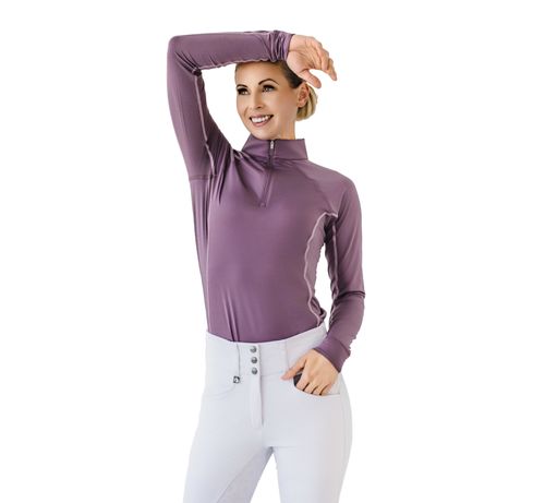 Romfh Women's 1/4 Zip Long Sleeve Solid Sun Shirt - Pluot