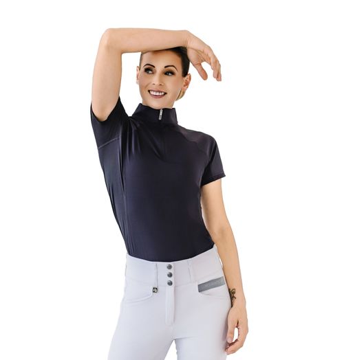 Romfh Women's 1/4 Zip Short Sleeve Zip Sun Shirt - Black