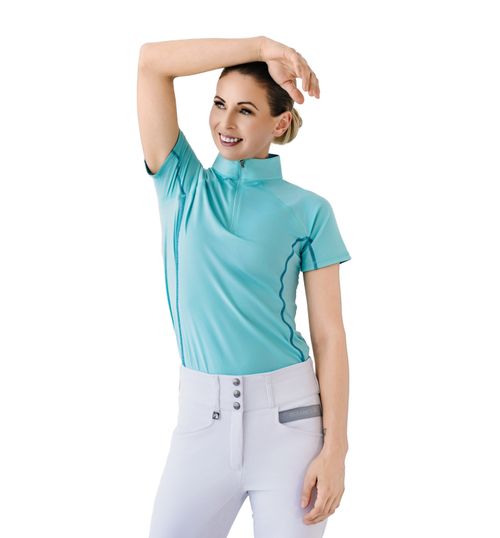 Romfh Women's 1/4 Zip Short Sleeve Zip Sun Shirt - Oasis Blue