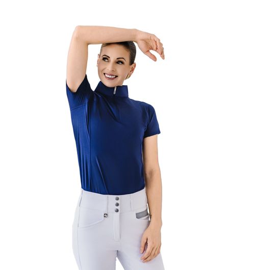 Romfh Women's 1/4 Zip Short Sleeve Zip Sun Shirt - Navy