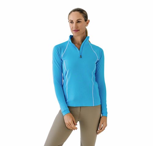 Ovation Women's 1/4 Zip Long Sleeve Solid Color Sun Shirt - Ocean