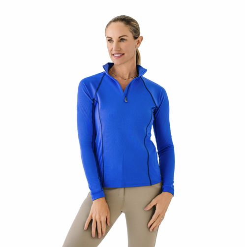 Ovation Women's 1/4 Zip Long Sleeve Solid Color Sun Shirt - Royal