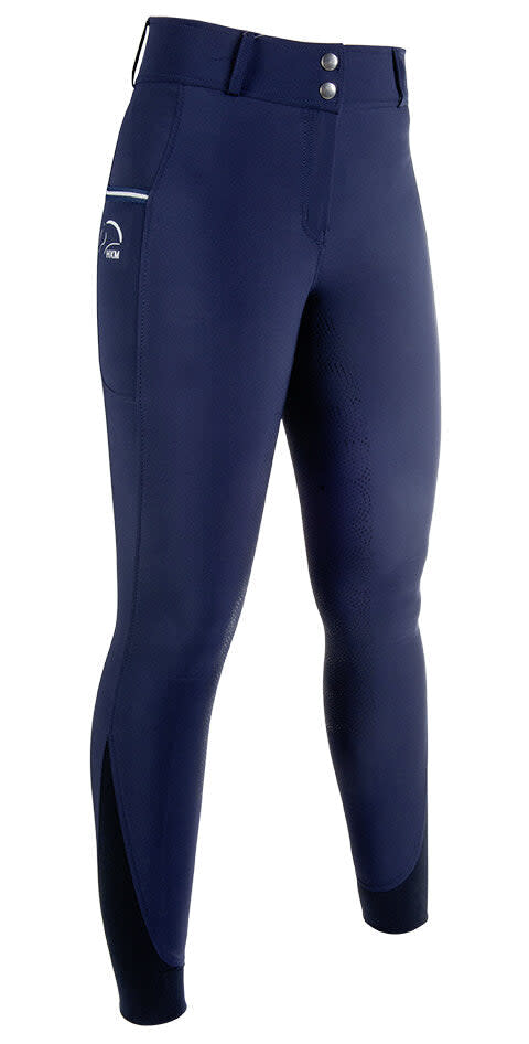HKM Women's Comfort Style Silicone Full Seat Breeches - Deep Blue