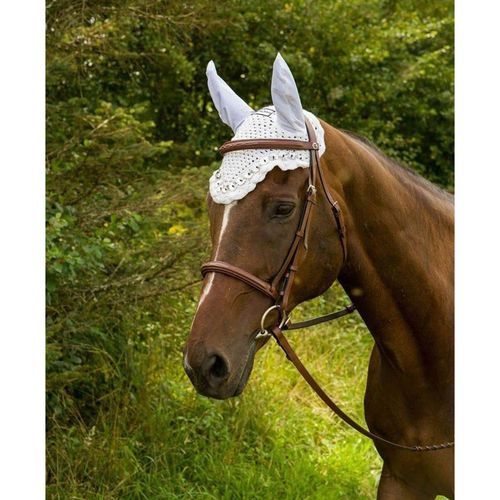 Equine Couture Floral Fly Bonnet - White