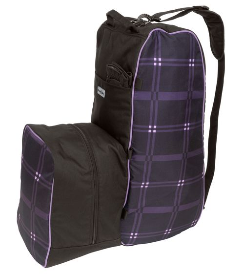 Chestnut Bay Quilted Lined Boots Helmet Carry All - Black Plaid