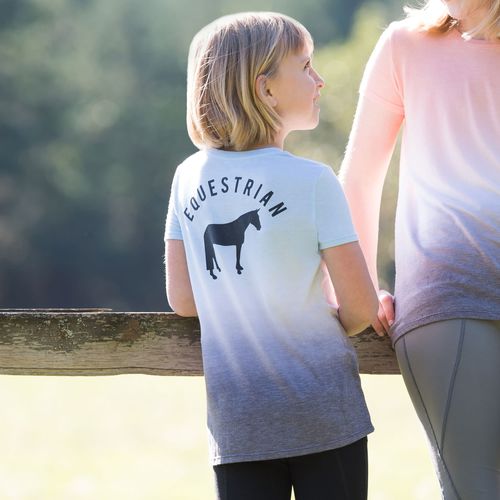 READY TO SHIP: Irideon Kids' Dip Dye Equestrian Swing Tee - Medium - Energy Blue