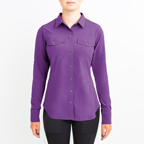READY TO SHIP: Irideon Women's Aspen Long Sleeve Trail Shirt - Large - Purple Hibiscus