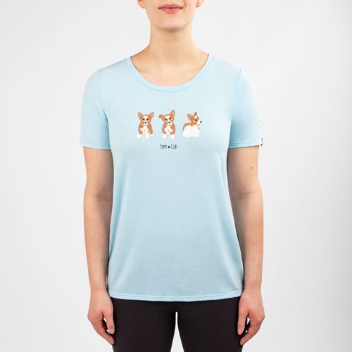 READY TO SHIP: Irideon Women's Puppy Club Swing Tee - Small - Energy Blue