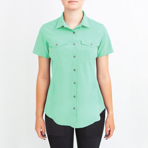 READY TO SHIP: Irideon Women's Aspen Short Sleeve Trail Shirt - Medium - Island Green