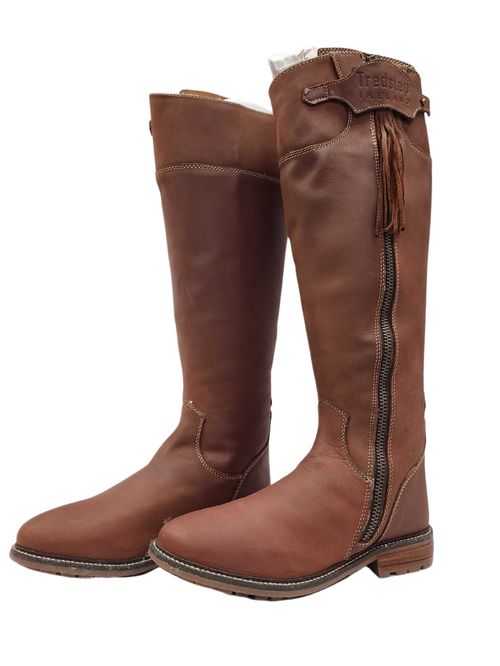 READY TO SHIP: Tredstep Shannon Side Zip Country Boot - 42 Wide Regular - Light Mahogany