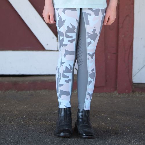 READY TO SHIP: Irideon Kids' Horsehead Camo Tights - X Large - Energy Blue