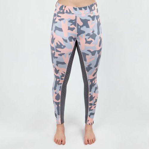 READY TO SHIP: Irideon Women's Horsehead Camo Knee Patch Tights - Small - Radiant Peach