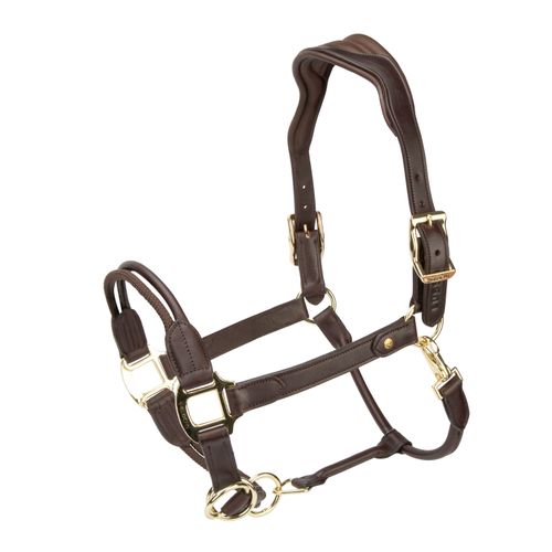 Shires Velociti Lusso Soria Control Leather Headcollar - Havana