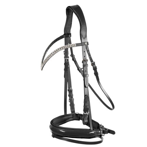 Horze Grayson Classic Dressage Ergonomic Bridle - Black/Black
