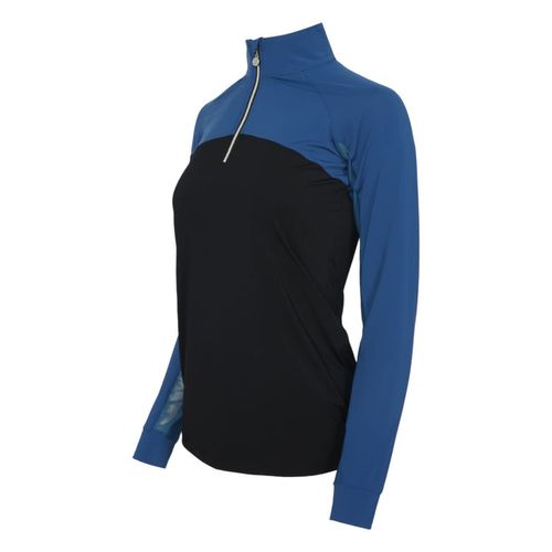 Dapplebay Women's 1/4 Zip Long Sleeve Shirt - Navy/Black