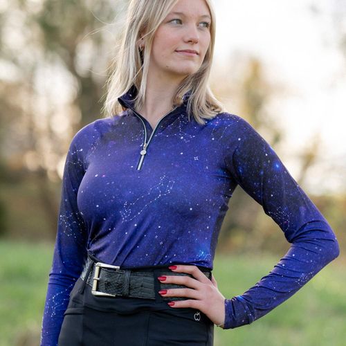 Dapplebay Women's 1/4 Zip Long Sleeve Shirt - Navy Constellation