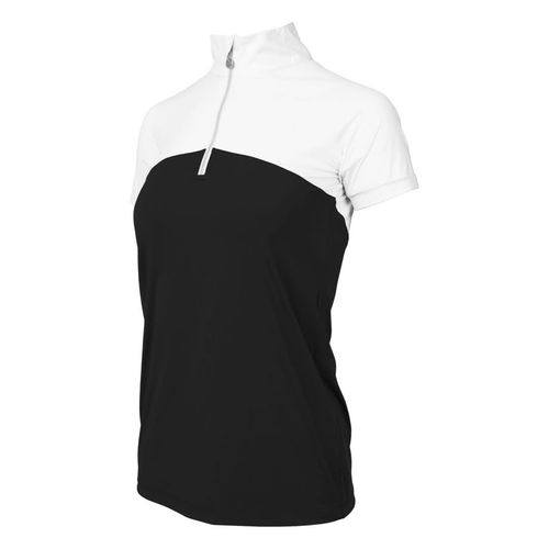 Dapplebay Women's 1/4 Zip Short Sleeve Shirt - Black/White