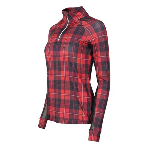Dapplebay Women's Holiday Plaid 1/4 Zip Long Sleeve Shirt - Red