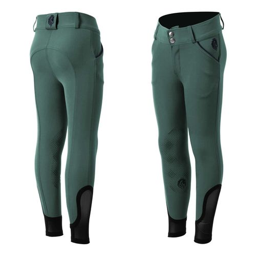 OVERSTOCK: Equinavia Kids' Greta Summer Knee Patch Breeches - 6 - Midnight Green/Navy
