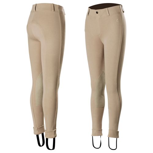OVERSTOCK: Horze Kids' Nora Knee Patch Jodhpurs - EU 130/US Small - Tan