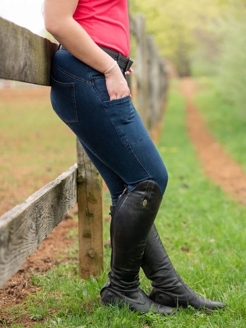 OVERSTOCK: FITS Women's Denim Full Seat Tread Breeches - X Small - Midnight