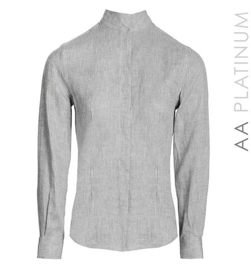READY TO SHIP: Alessandro Albanese Women's Long Sleeve Linen Shirt - Small - Grey