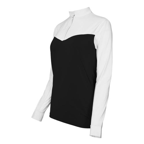 Dapplebay Women's 1/4 Zip Long Sleeve Show Top - White/Black