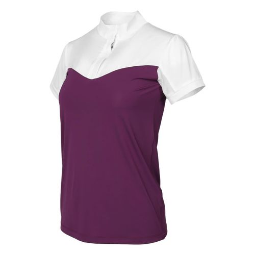Dapplebay Women's 1/4 Zip Short Sleeve Show Top - White/Plum
