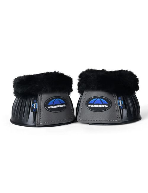 Weatherbeeta Tough-Tec Prime Fleece Trim Rubber Bell Boots - Black/Grey
