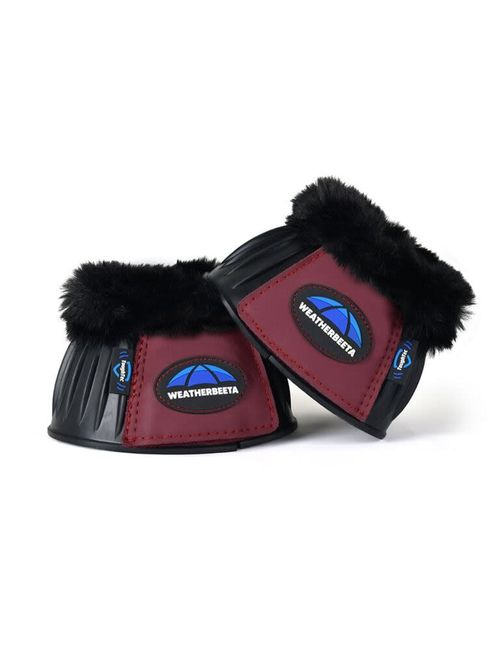 Weatherbeeta Tough-Tec Prime Fleece Trim Rubber Bell Boots - Black/Burgundy