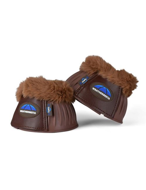 Weatherbeeta Tough-Tec Prime Fleece Trim Rubber Bell Boots - Brown/Brown