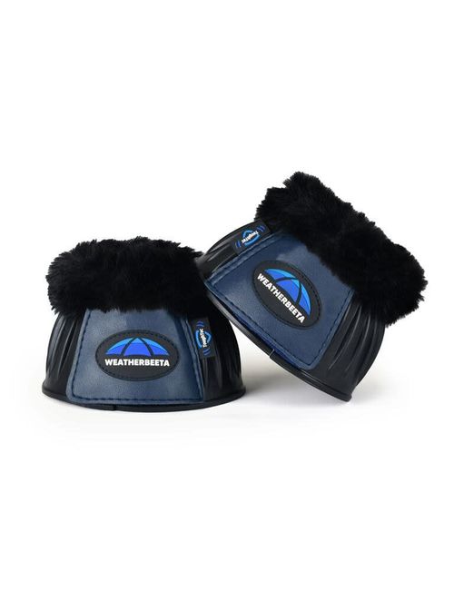 Weatherbeeta Tough-Tec Prime Fleece Trim Rubber Bell Boots - Black/Navy