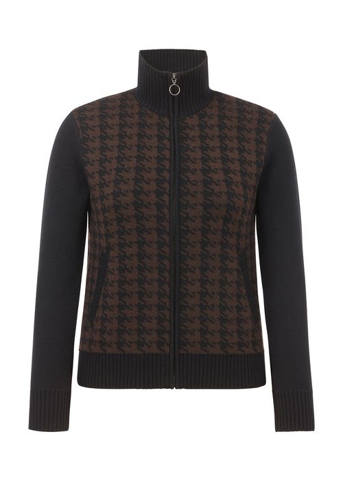 Kerrits Women's Houndstooth Full Zip Sweater - Black/Carob