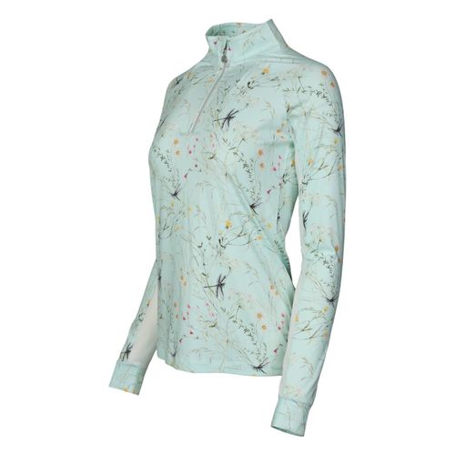 Dapplebay Women's Dragonfly Meadow 1/4 Zip Long Sleeve Shirt - Green