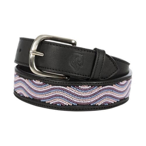 Equinavia Women's Estelle Hand Beaded Belt - Black/Orchid Haze