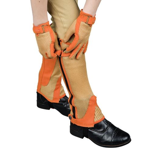 TuffRider Kids' Double Up Air Mesh Half Chap and Glove Set - Tan