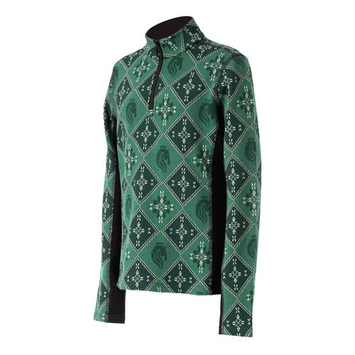 Equinavia Kids' Kofte Base Layer Quarter Zip - Deep Green/Black