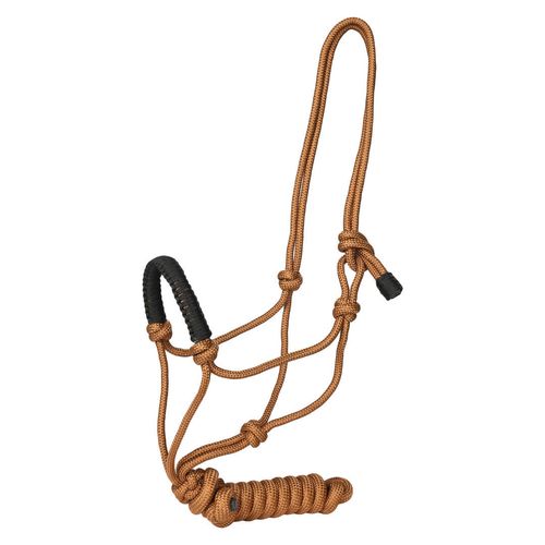 TuffRider Rugged Rope Halter Braided Noseband w/Lead - Brown