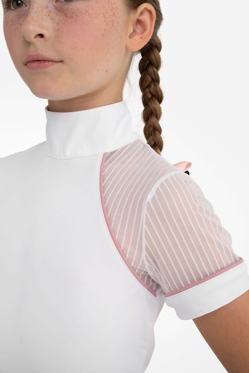 Hassinger Kids' Junior Lollipop Short Sleeve Show Shirt - White/Pink Piping