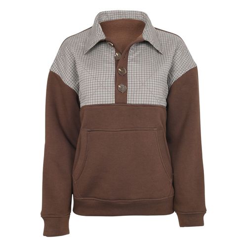 Dapplebay Women's Heirloom 1/2 Zip Quilted Pullover - Dark Bay/Houndstooth