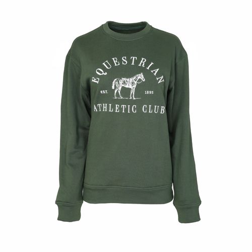 Dapplebay Women's Embroidered Equestrian Athletic Club Sweatshirt - Evergreen