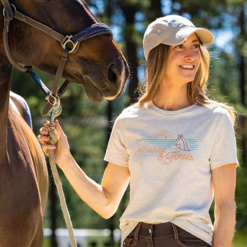 Dapplebay Women's Short Sleeve Tee Shirt - Sunshine & Horses