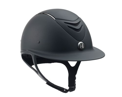 OVERSTOCK: One K Avance Wide Brim Chrome Stripe Helmet - Large Long Oval - Black Matte