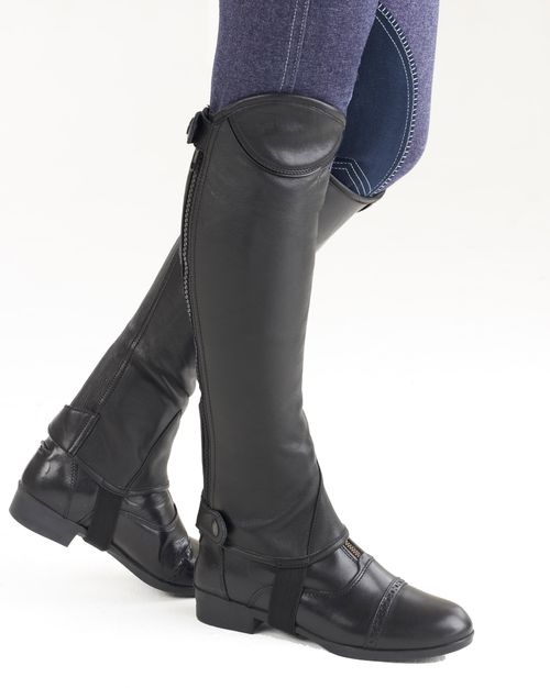 OVERSTOCK: Ovation TreVizzo Leather Half Chaps - Medium - Black