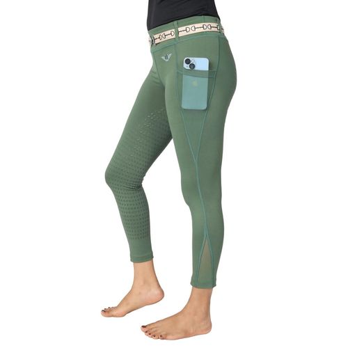BARGAIN: TuffRider Kids' Minerva EquiCool Full Seat Tights w/Pocket - Small - Duck Green