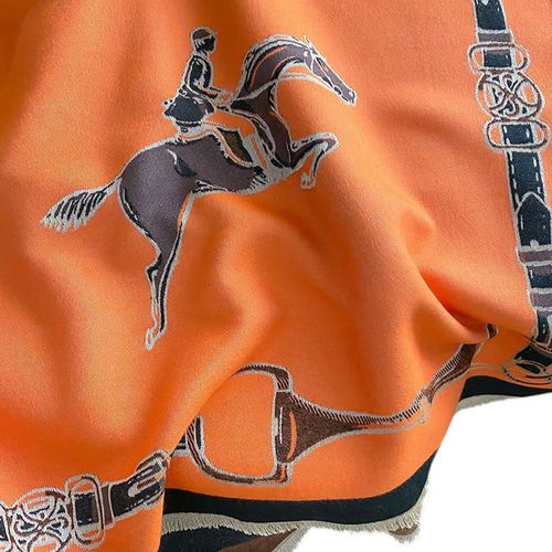 AWST Hunter Horses Acrylic Cashmere Scarf - Orange