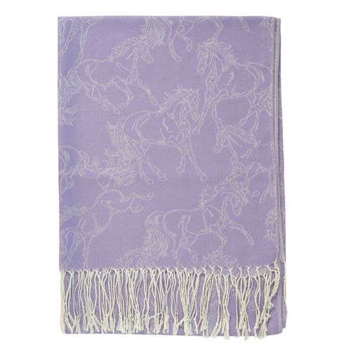 AWST Lila Linear Horses Pashmina Scarf - Violet